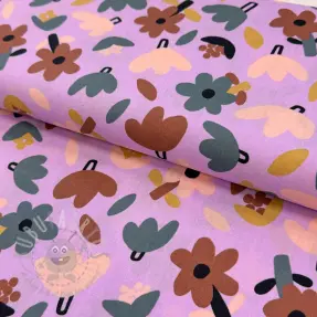 Katoenen stof Flowers lavender by JENNIFER BOURON ORGANIC