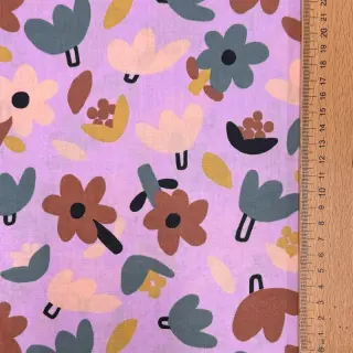 Bavlnená látka Flowers lavender by JENNIFER BOURON ORGANIC