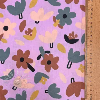 Katoenen stof Flowers lavender by JENNIFER BOURON ORGANIC