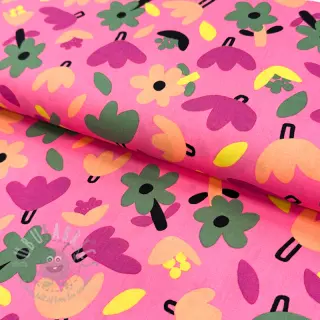 Katoenen stof Flowers pink by JENNIFER BOURON ORGANIC