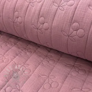 Dubbelgaas/mousseline STEPPED Cherries mauve