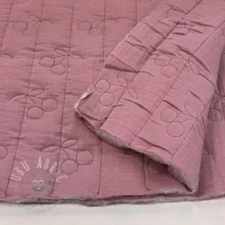 Dubbelgaas/mousseline STEPPED Cherries mauve