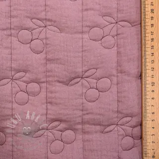 Dubbelgaas/mousseline STEPPED Cherries mauve