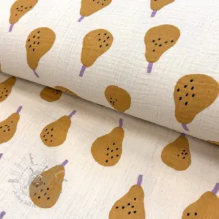 Dubbelgaas/mousseline Pears ochre by JENNIFER BOURON ORGANIC