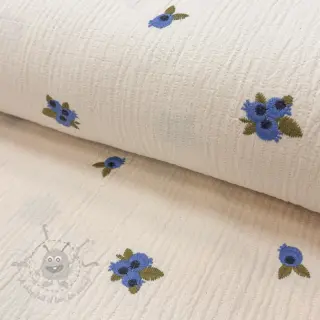 Dubbelgaas/mousseline EMBROIDERY STRIPED Fruit natural