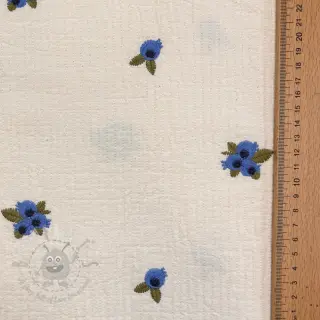 Dubbelgaas/mousseline EMBROIDERY STRIPED Fruit natural