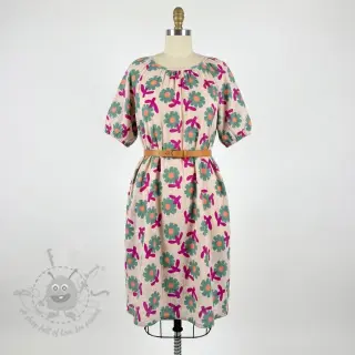Dubbelgaas/mousseline Flowers green by JENNIFER BOURON ORGANIC