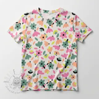Katoenen stof Flowers natural/green by JENNIFER BOURON ORGANIC