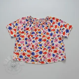 Katoenen stof Flowers natural/blue by JENNIFER BOURON ORGANIC