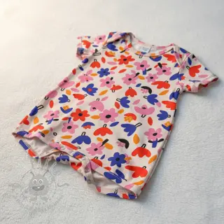 Katoenen stof Flowers natural/blue by JENNIFER BOURON ORGANIC