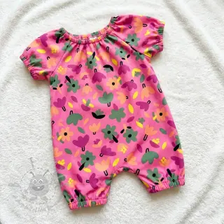 Katoenen stof Flowers pink by JENNIFER BOURON ORGANIC
