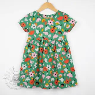 Katoenen stof Flowers green by JENNIFER BOURON ORGANIC