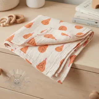 Dubbelgaas/mousseline Pears peach by JENNIFER BOURON ORGANIC
