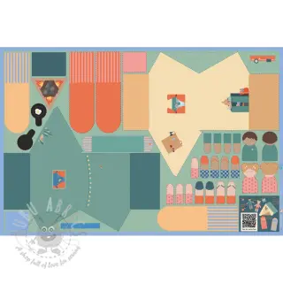 Katoenen stof Lets go camping PANEL digital print