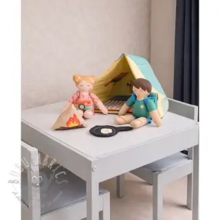 Katoenen stof Lets go camping PANEL digital print