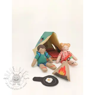 Katoenen stof Lets go camping PANEL digital print