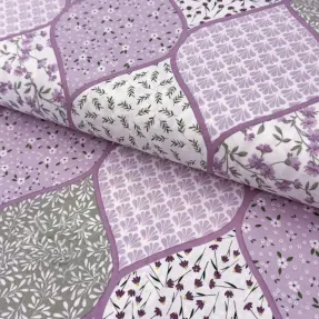 Katoenen stof Flowers patchwork lilac