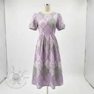Katoenen stof Flowers patchwork lilac