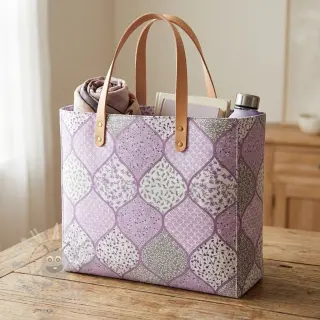 Katoenen stof Flowers patchwork lilac