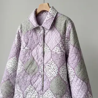 Katoenen stof Flowers patchwork lilac