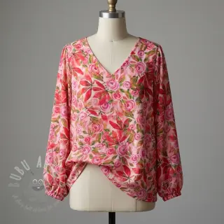 Viscose RAYON POPLIN Printed Rosie design En