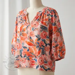 Viscose RAYON POPLIN Printed Rosie design B