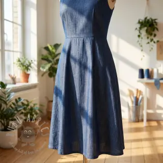 Katoenen stof JEANS Chambre dark blue