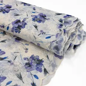 Katoenen stof met bijmenging van EMBROIDERY Rose blue