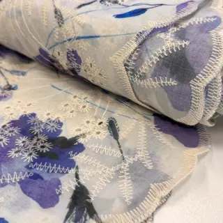 Bavlnená látka s prímesou EMBROIDERY Rose blue