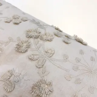 Katoenen stof EMBROIDERY Catchy leaves beige