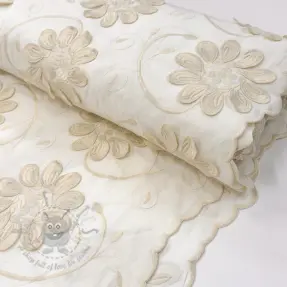 Katoenen stof EMBROIDERY Bellagio butter