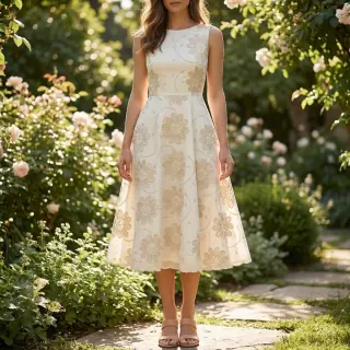 Bavlnená látka EMBROIDERY Bellagio butter