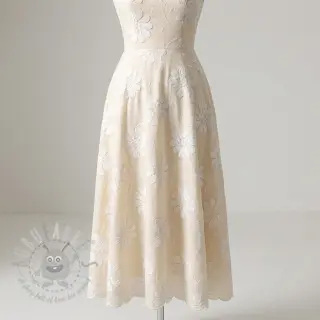 Katoenen stof EMBROIDERY Bellagio cream