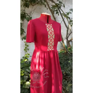 Voorgewassen linnen dark red