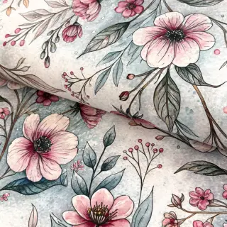 Úplet VISCOSE LYCRA HEAVY Classic flowers design D