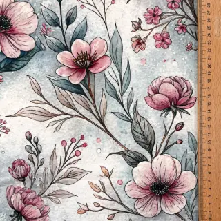 Tricot VISCOSE LYCRA HEAVY Classic flowers design D