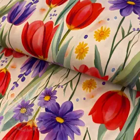 Tricot VISCOSE LYCRA HEAVY Tulips design En