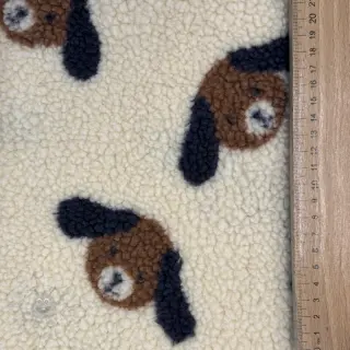 Mantelstof TEDDY JACQUARD Dogs brown