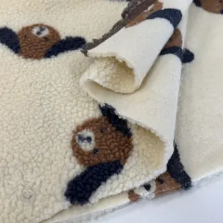 Mantelstof TEDDY JACQUARD Dogs brown