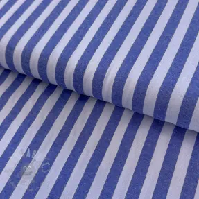 Katoenen stof YARN DYED BIG Stripes blue