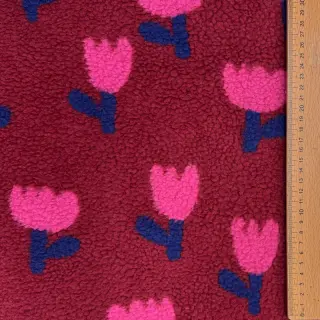 Kabátovina TEDDY JACQUARD Tulips dark red
