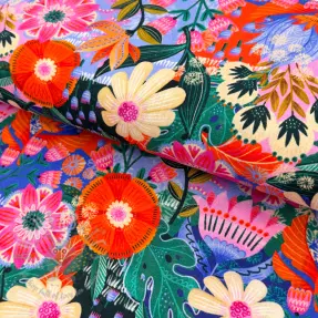 Viscose met linnen Bright and bold design En