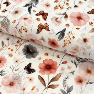 Viscose met linnen Flower sea design D