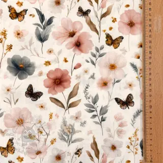 Viscose met linnen Flower sea design D