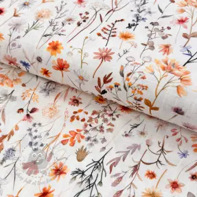 Viscose met linnen Flower sea design B