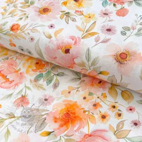 Viscose met linnen Floral design En