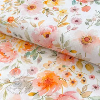 Viscose met linnen Floral design En