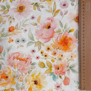 Viscose met linnen Floral design A