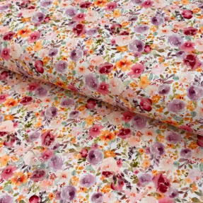 Viscose met linnen Floral design C