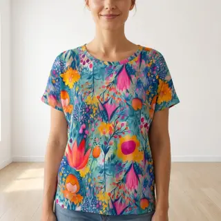 Úplet VISCOSE LYCRA HEAVY Tulips design E
